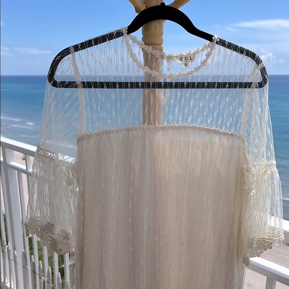 NWOT Elegant POL Sheer Cream Lace Dress - Picture 1 of 8